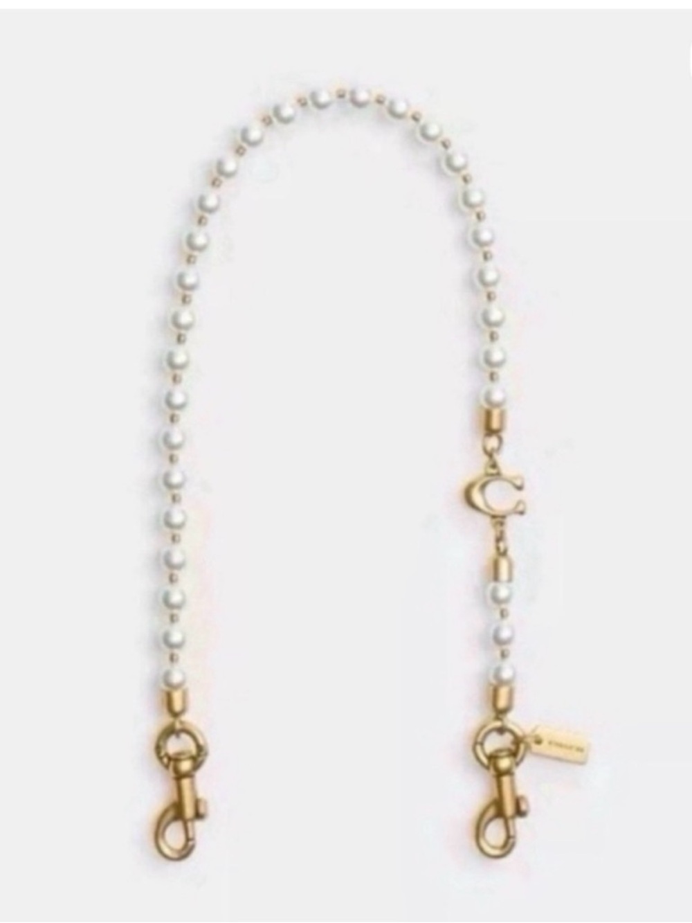 Coach White Pearl and Gold Chain Strap